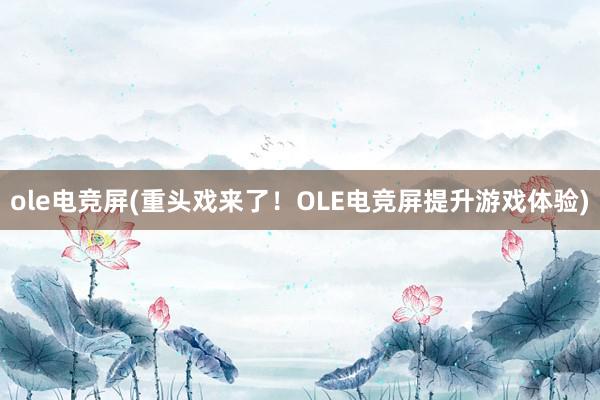 ole电竞屏(重头戏来了！OLE电竞屏提升游戏体验)