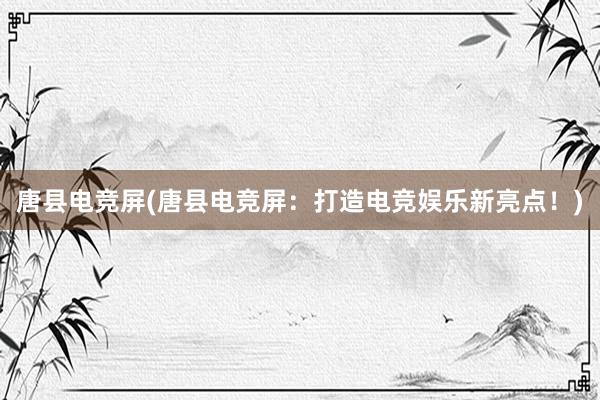 唐县电竞屏(唐县电竞屏：打造电竞娱乐新亮点！)