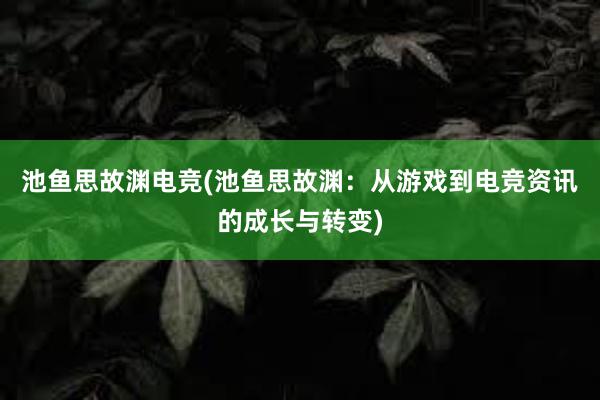 池鱼思故渊电竞(池鱼思故渊：从游戏到电竞资讯的成长与转变)