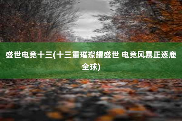 盛世电竞十三(十三重璀璨耀盛世 电竞风暴正逐鹿全球)