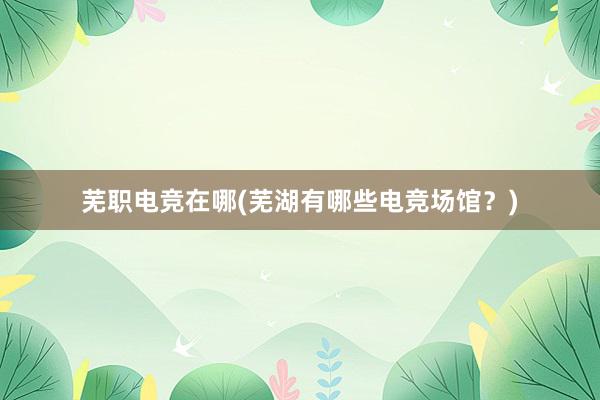 芜职电竞在哪(芜湖有哪些电竞场馆？)