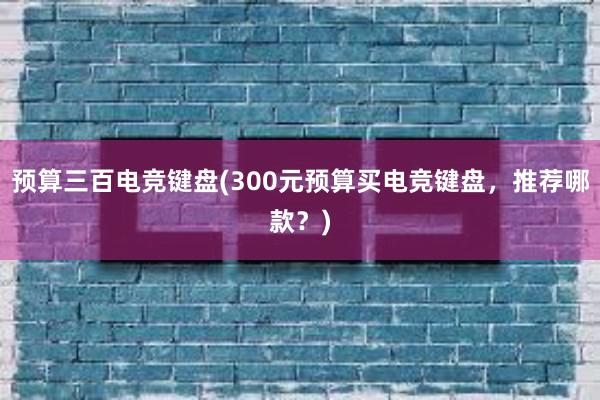 预算三百电竞键盘(300元预算买电竞键盘，推荐哪款？)