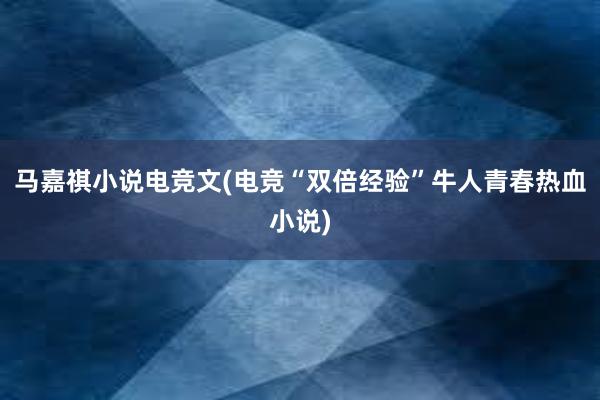 马嘉祺小说电竞文(电竞“双倍经验”牛人青春热血小说)