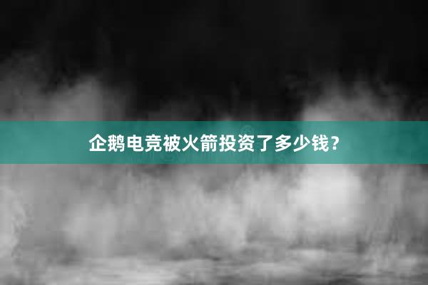 企鹅电竞被火箭投资了多少钱？