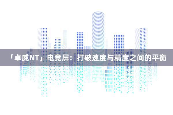 「卓威NT」电竞屏：打破速度与精度之间的平衡