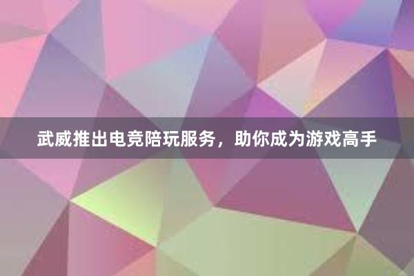 武威推出电竞陪玩服务，助你成为游戏高手