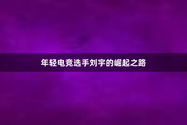 年轻电竞选手刘宇的崛起之路