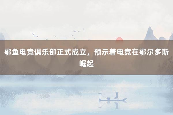 鄂鱼电竞俱乐部正式成立，预示着电竞在鄂尔多斯崛起